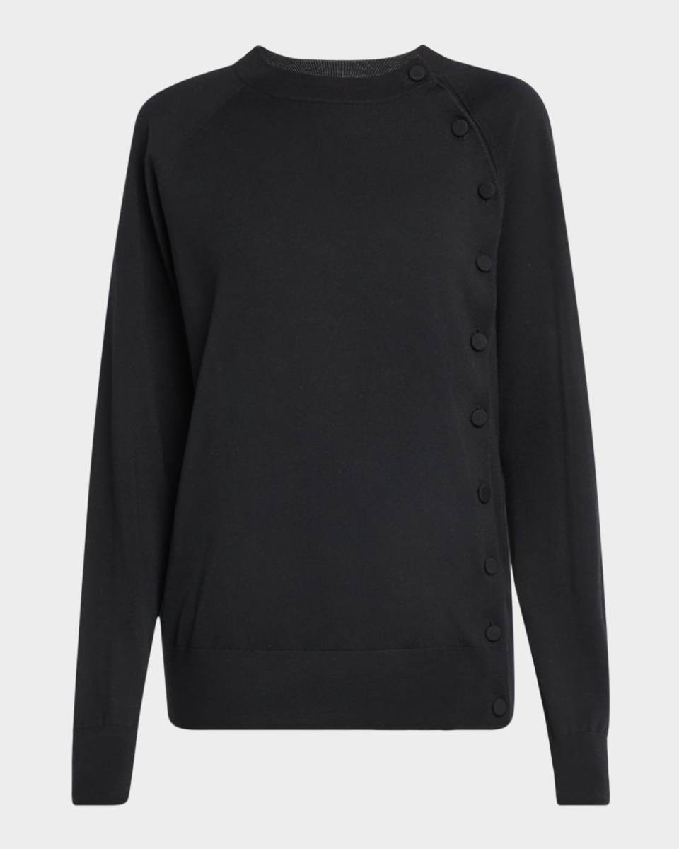 Torea Off-Centered Button Wool Cardigan